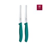 SET X2 CUCHILLOS DE MESA SWISSCLASSIC,FILO DENTADO,VERDE, 2 PIEZAS BLISTER VICT