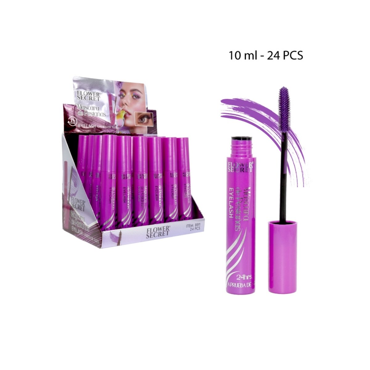MASCARA DE PESTAÑAS MORADO WATERPROOF FLOWER SECRET
