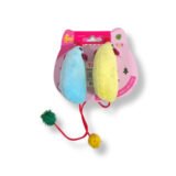 SET X2 RATONES CON BOLA EN COLITA DE PELUCHE JUGUETE PARA GATO