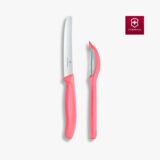 SET DE CUCHILLO ROJO CLARO PARA VERDURAS CON PELADOR UNIVERSAL SWISS CLASSIC, V
